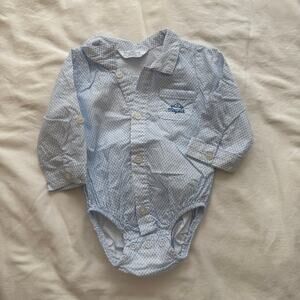 Mayoral Newborn Button-Up Bodysuit Blue Geometric Print‎ Long Sleeve 1–2M